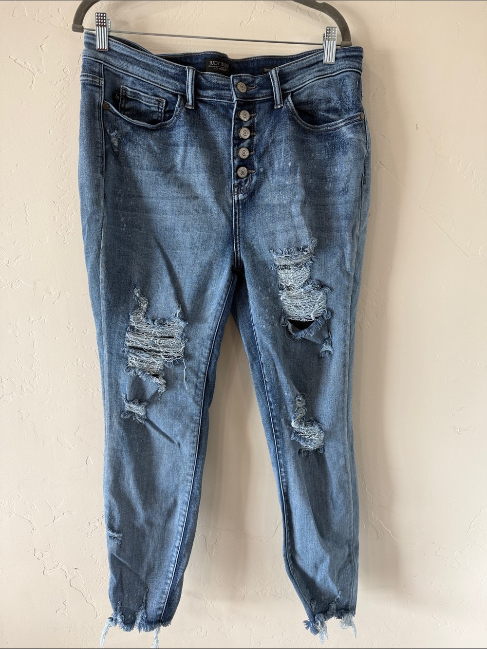 Judy Blue Distressed High-Rise Skinny Jeans - Blue Wash